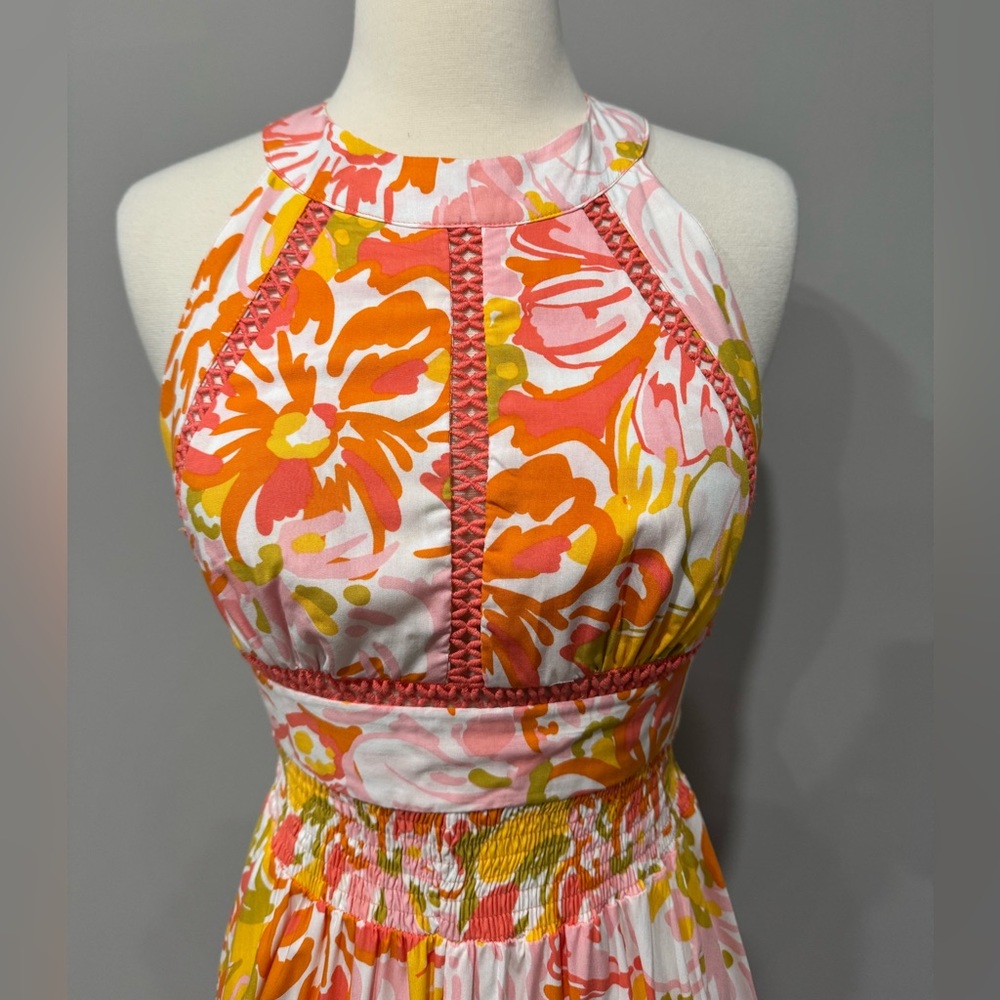 Abel the Label Anthropologie Orange & Yellow Halter Maxi Dress